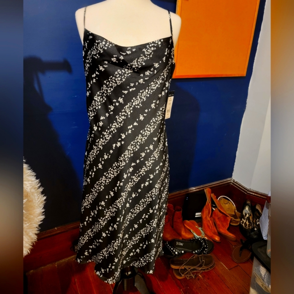 BCBG Black and White Floral Dress